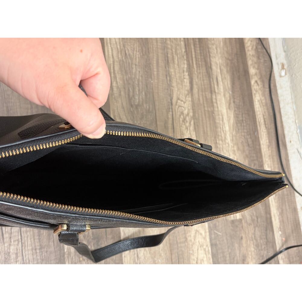 Nordstrom Black Leather Shoulder Bag Classic Neutral Minimalist Top Handle Purse - Picture 5 of 11
